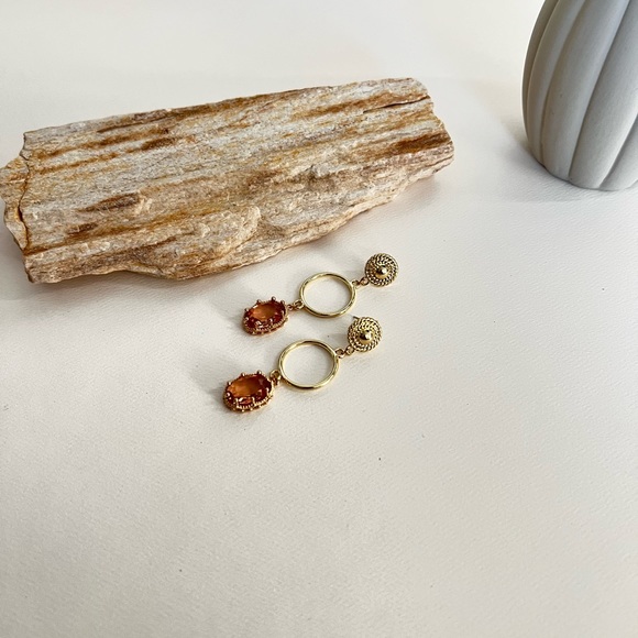 Elegant Gold Dangle Earrings - Wedding Romantic Pendant Earrings - Glam Earrings - Picture 15 of 15